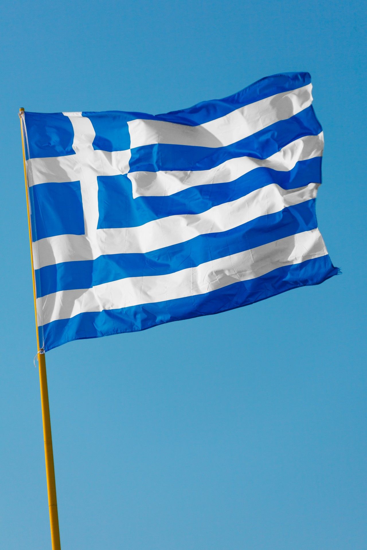 Flag of Greece flying in the wind