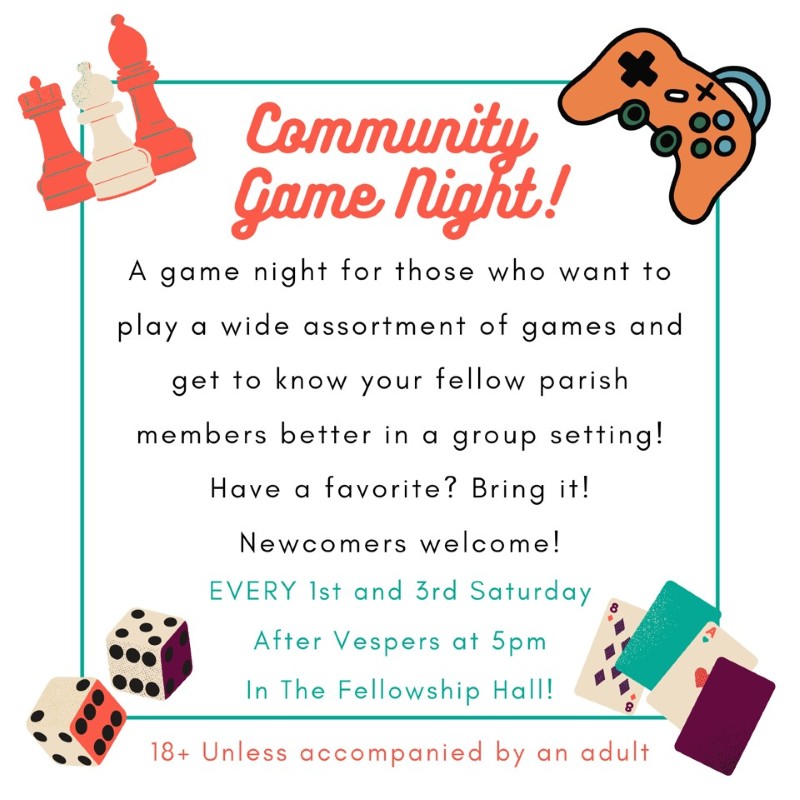 Join us for our community game night every 1st and 3rd Saturday of the month