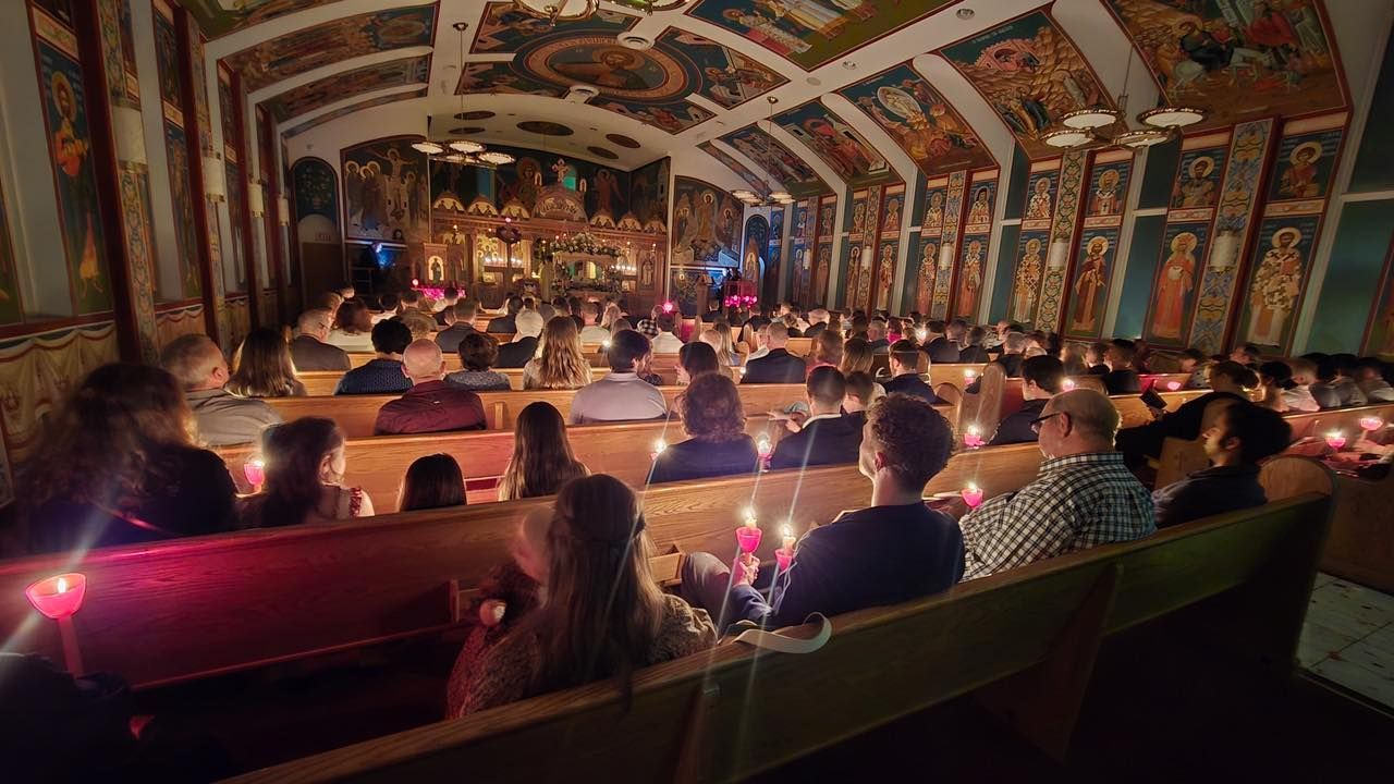 Holy trinity parish in the middle of our Pascha service