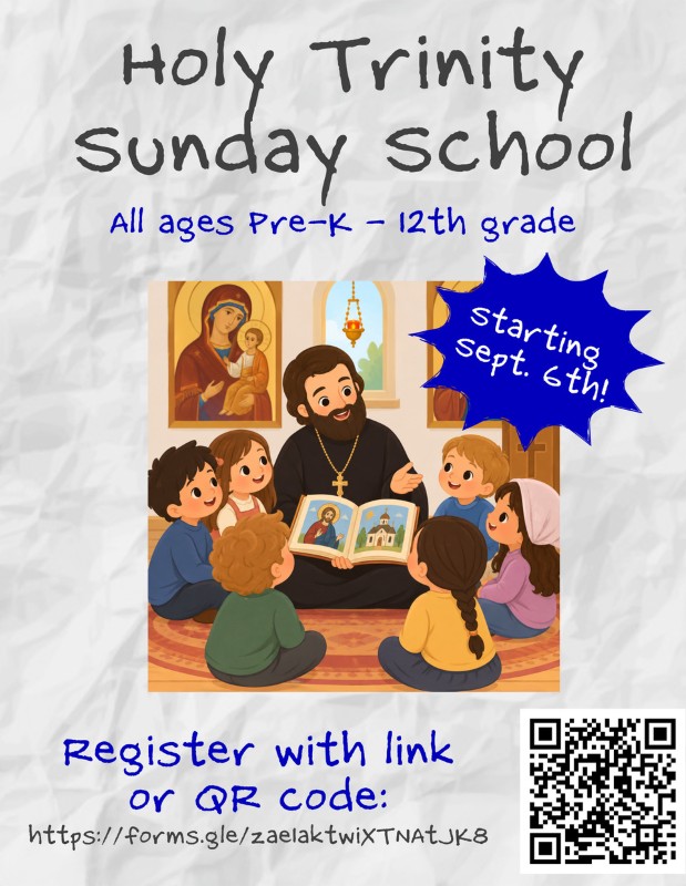 Sunday School for ages pre-k through 12th grade are starting September 6th