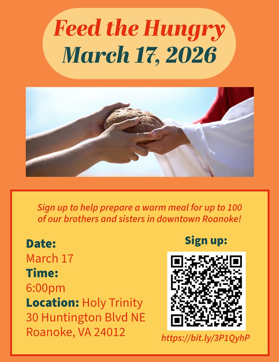 Join us March 17th at 6:00pm to cook for TLoT