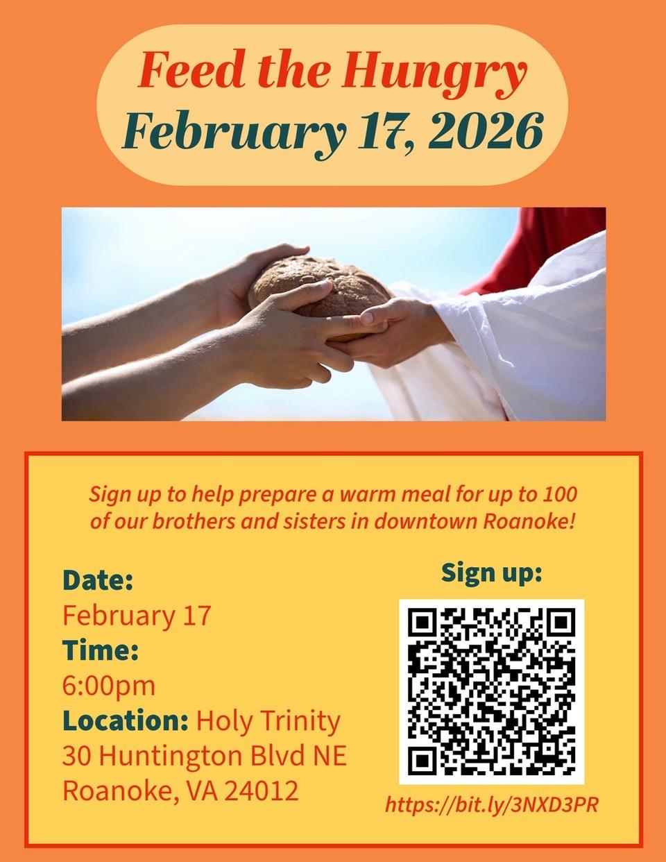 We will be cooking for The Least Of These 2/17. Sign up at the link.